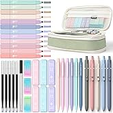 Four Candies 39 PCS Aesthetic School Supplies with Cute Pen Case, 12 Pastel Highlighters, 5 Black Ink Gel Pens, 6 Mechanical Pencils Set for Students Stationary College Essentials (Green)