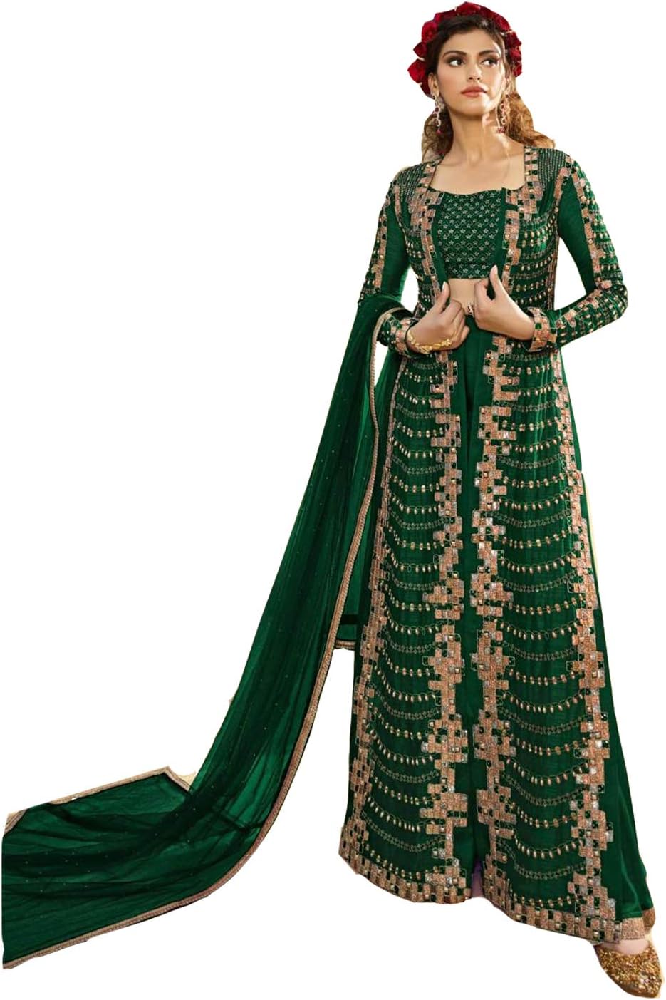 Indian Pakistani Women Girls Salwar Kameez Heavy Silk Traditional Embroidered Designer Bollywood Wedding Dress Material.ICW2705-1