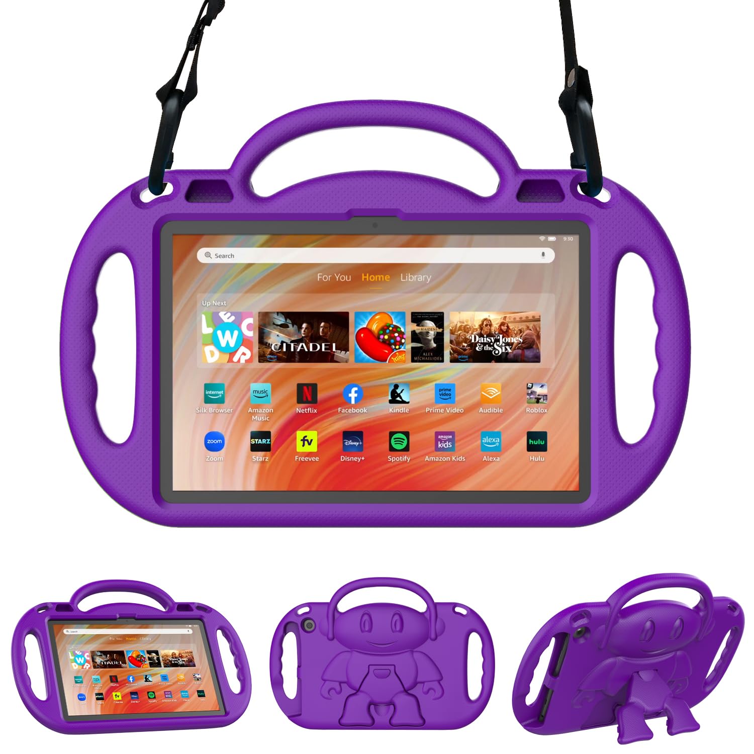 Fire HD 10 Tablet Case for Kids (13th/11th Gen, 2023/2021) - Sonlaryin Lightweight Kid-Proof Case with Strap, Handle and Kickstand for Fire HD 10 Plus & Kids Pro Tablet, Not Fit Kobo - Purple
