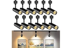 OTeedo 12 Pack 10W Dimmable LED Track Lighting Heads Flicker Free Bright H Type Track Light fixtures 3 Color Adjustable 3000K-4500K-6000K Ceiling Spotlight 24° Angle for Accent Retail 1000lm Black