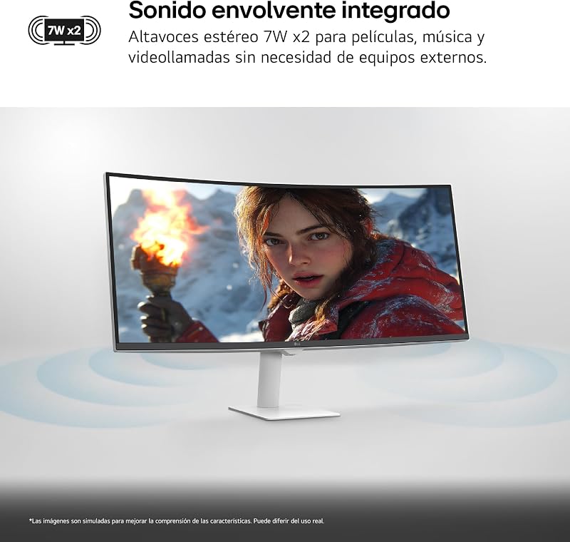 34U601SA-W - Smart Monitor 34" VA Panel (3440 x 1440), 100 Hz, 5 ms (GtG), webOS 24, Touch Screen, 4K, Inclui Canais e Portal Gaming, Inclinação Ajustável, Branco