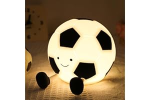 FULLOSUN Soccer Night Light for Boys, Light up Soft Silicone LED Football Lamp, Rechargeable with Timer Dimmable, Portable Nu