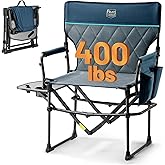 TIMBER RIDGE Aluminum Camping Directors Chair with Side Table Pocket, Portable Folding Chair, Heavy Duty Lawn Chair for Fishing Trip Picnic Concert Outdoor 400lbs, Navy