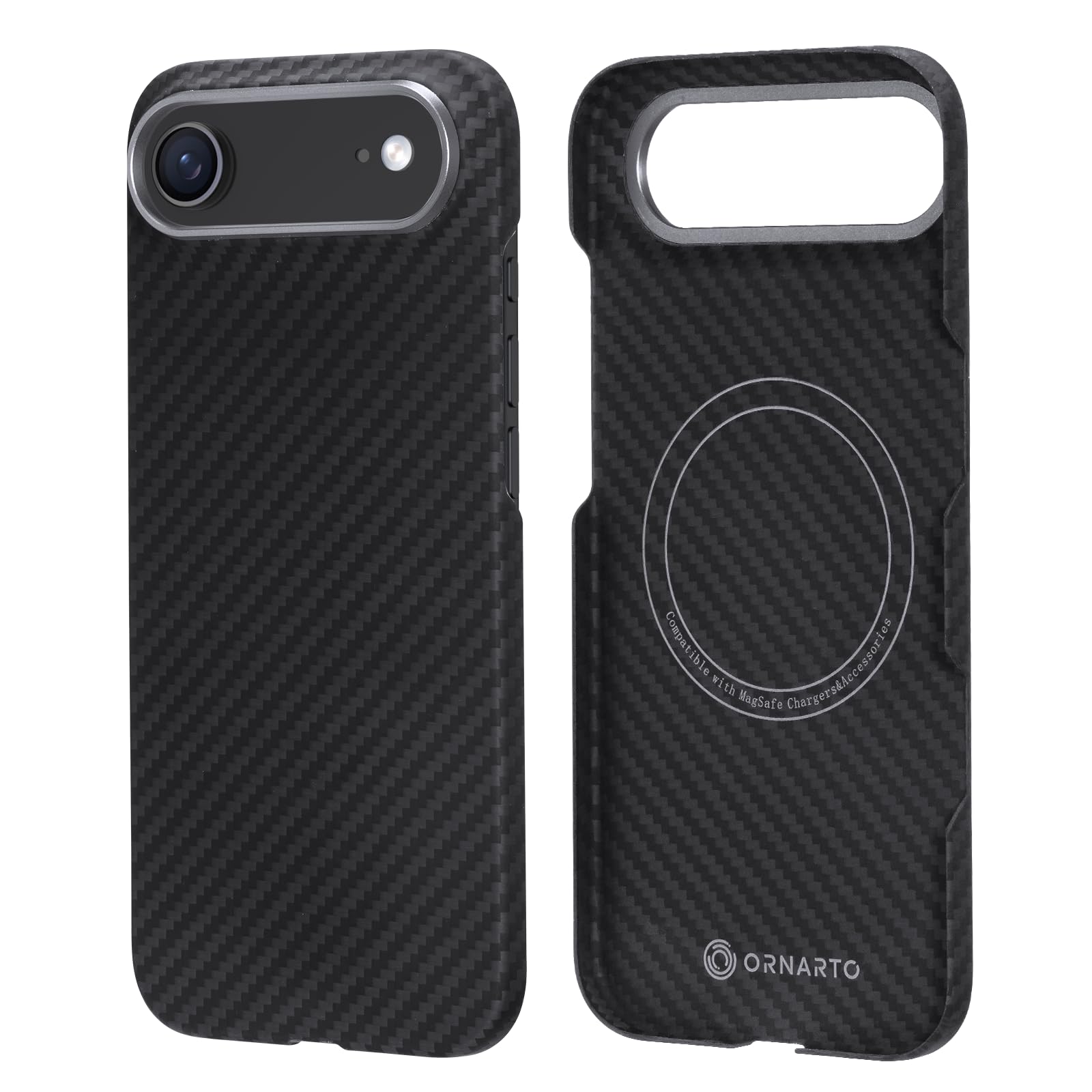 Photo 1 of ORNARTO for iPhone Air Case 6.5", Ultra Slim & Lightweight 1500D Aramid Fiber, Compatible with MagSafe, Scratch-Resistant Protective Phone Cover, Carbon-Style Finish, Black