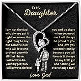 LEONADORA To My Daughter Necklace, Personalized Daughter Necklaces from Mom and Dad, Gifts from Mother or Father, Beautiful Necklace for Women, Christmas Graduation Birthday Gift Idea