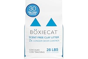BOXIECAT Boxie Unscented Clumping Clay Cat Litter, 28lb, 30-Day Odor Control, Dust-Free, Easy Scoop