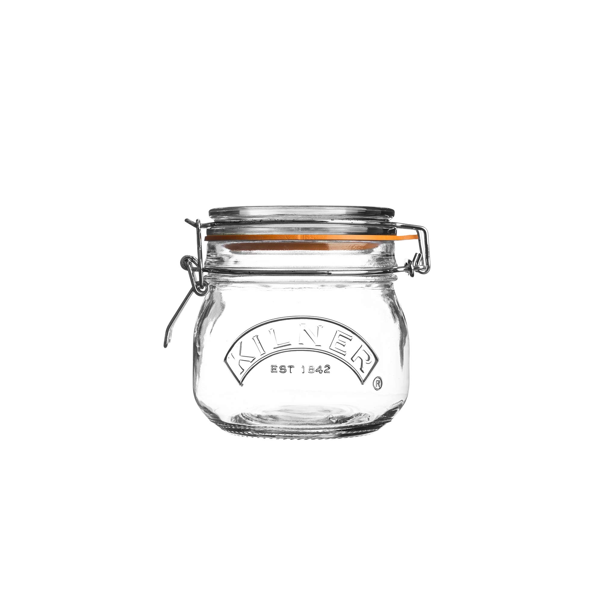 Kilner Round Clip Top Jar 0.5 Litre (500ml) Airtight Glass Storage Jar for Preserving Jams Chutneys Dry Foods Reusable