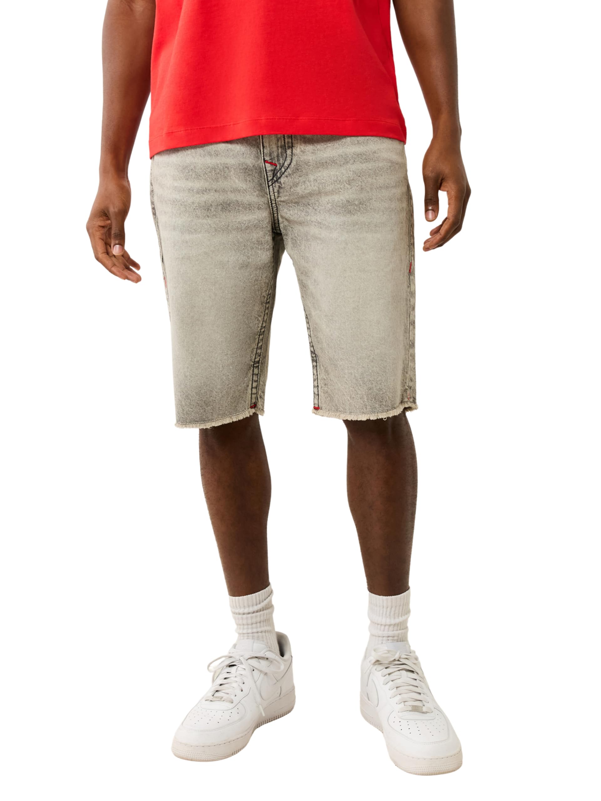 True Religion Men’s Ricky SN Flap Short FRAY Hem, Rebel Trail Grey Wash