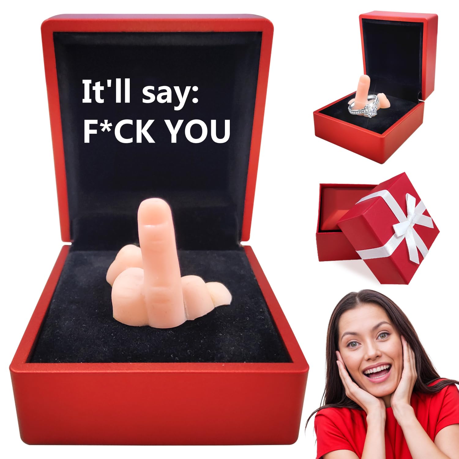PARNIXS Middle Finger Gifts, Hilarious Middle Finger Surprise Gift Box, Joke Gift for Halloween/Christmas/Fools' Day（With comedic music