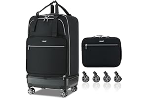 Verage Expandable Foldable Luggage Bag Collapsible Suitcases Rolling Travel Duffel Bag Lightweight Larger Suit Case with Detachable Spinner Wheels(Black,24 Inch Expands into 28 Inch)