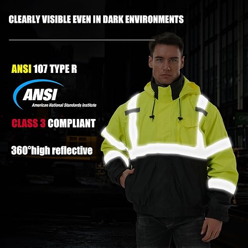 SKSAFETY 3-in-1 High Visibility Winter Bomber Jackets Zip Out