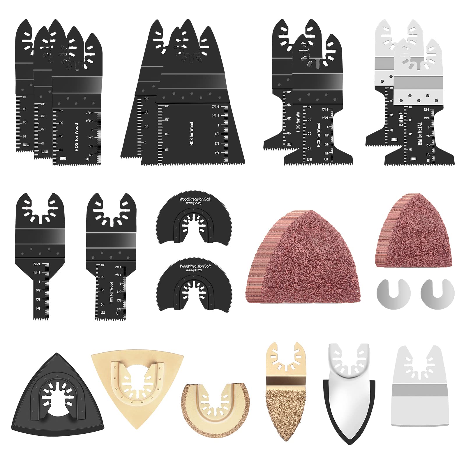 Funnytek 81PCS Oscillating Tool Blades Set，Oscillating Saw Blade Universal Wood，Plastic & Metal Quick Release Multitool Accessories for Dewalt Worx Rockwell Milwaukee Ryobi Silverline Black Decker