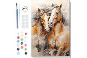 Bowetile Horse Paint by Numbers Adult Kit Beginner, Paint by Number Animals Kits on Canvas with Frame, Horse Peinture a Numer