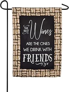 Wine with Friends Garden Suede Flag - 13 x 1 x 18 Inches