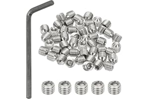 PATIKIL 1/4-28x1/4 Hex Socket Grub Screws, 50 Pcs Cup Point Set Screw with Wrench
