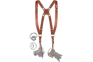 C Coiro Camera Harness for 2 Cameras – Dual Shoulder Leather Camera Strap – Double Camera Harness for DSLR/SLR