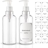 Plastic Soap Dispenser Empty Pump Bottles 16.9oz 2 Pack Refillable Liquid Hand Soap Bottle with Leak-Proof Pump for Kitchen, Bathroom, Office Clear
