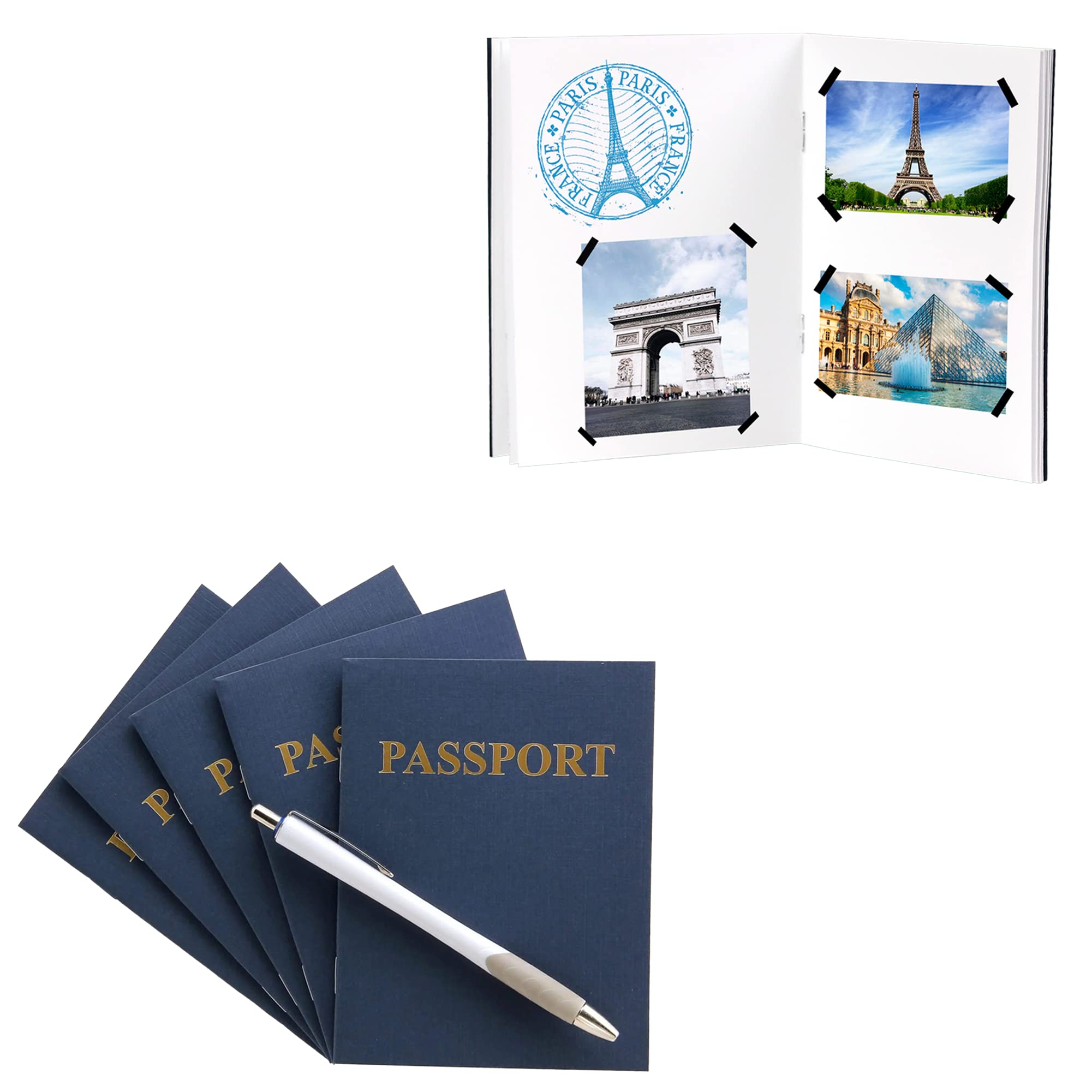 Hygloss 24 Blank Passport Books - 4.25 x 5.5-Inch - Fake Blue Passports - Travel Journal - Fun Pretend Activity for Kids - Classroom and Party Favors - Imaginary Travel - 24 Blank Pages - 24 Books