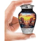 Beach Sunset Urn for Human Ashes | Keepsake Handcrafted Funeral Memorial | Decorative Cremation Urn for Women and Men