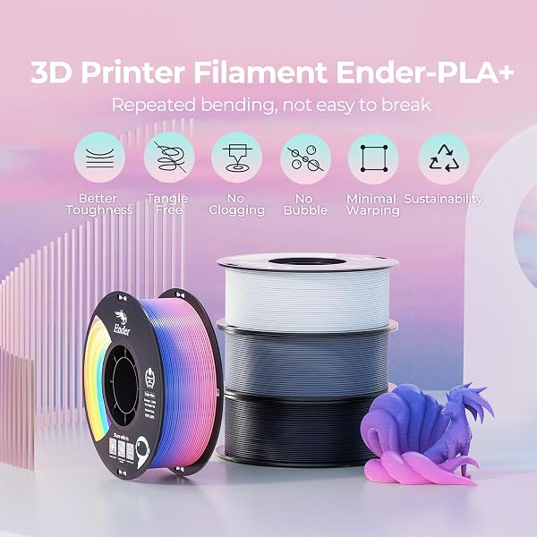 CREALITY 3D PRINTER FILAMENT, PLA FILAMENT 1.75MM BUNDLE FOR 3D PRINTING, ENDER PLA FILAMENT 3D PRINTERS, NO-TANGLING, STRONG BONDING & OVERHANG PERFORMANCE, ACCURACY +/- 0.02MM (GREY & GREY 2-PACK)