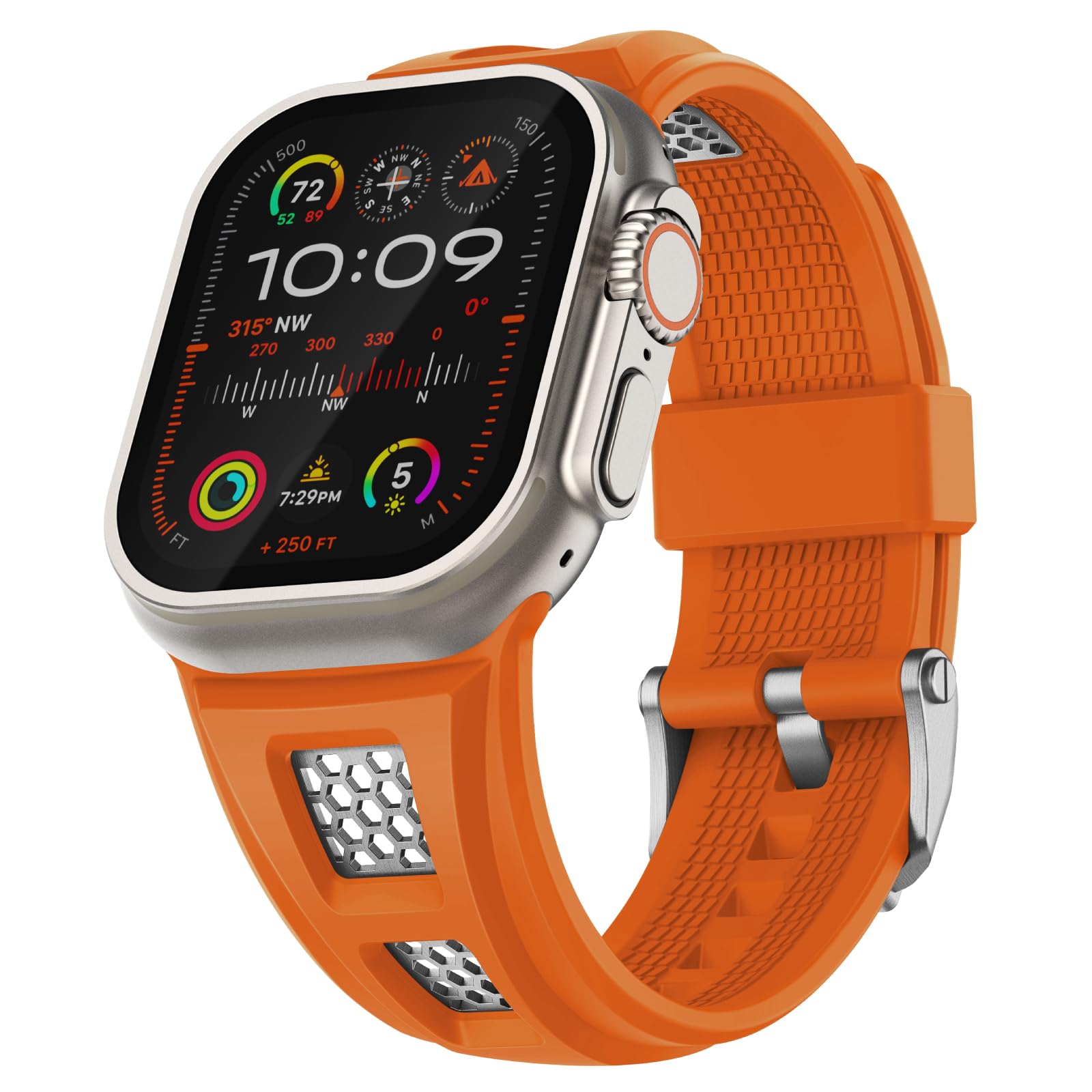 Suitisbest HexaPro Sport Strap for Apple Watch Ultra 3/2/1 Strap 49mm 46mm 45mm 44mm 42mm, Rugged Breathable Silicone Straps Band Stainless Steel Buckle for iWatch Ultra Series 10 9 8 7 6 5 4 SE3