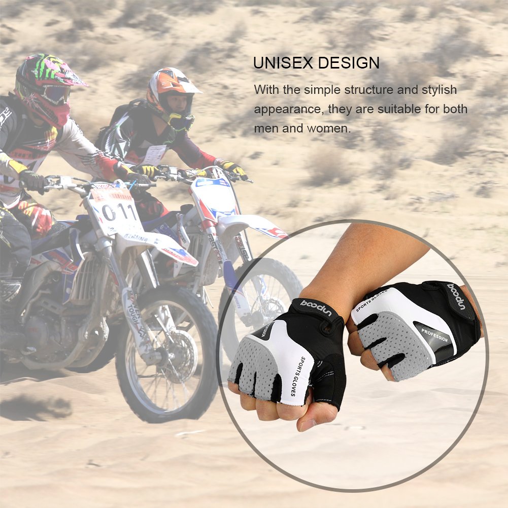 Vbiger Cycling Gloves, Men\'s Half Finger Biking Gloves MTB Gloves with Anti-Shock Gel Pad (B-Grey, M)