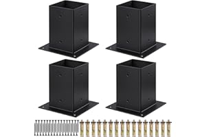 Loyesm 4 Pack Post Base for 4x4Inch Wood Post and Beams,Inner Size 3.6 X 3.6 Inch Heavy Duty Steel Pergola Bracket,Support Deck Base for Deck Railing Gazebo Hardware