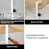 CYEER 2PCS White Under Desk Cable Management Tray No Drill Clamp Mount Metal view 7