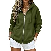 UAIJMUBN Zip Up Hoodie Women 2026 Long Sleeve Fall Winter Oversized Sweatshirts Zipper Oversized Cute Jackets with Pockets