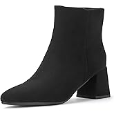 IDIFU IN2 Ankle Boots for Women Low Short Chunky Block Heel Boot Fall Pointed Toe Dress Booties Ladies Comfortable Cute Fashion Boots