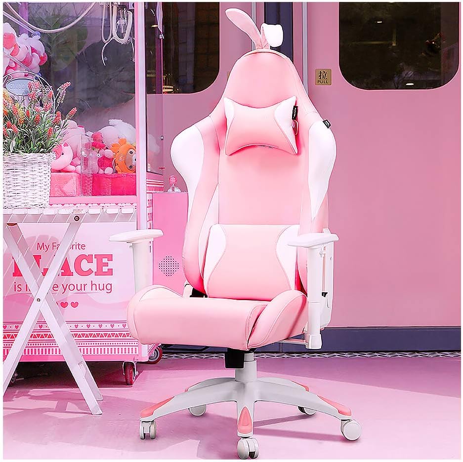Gaming chair,Computer Gaming Chair, Home Girl Pink Game Live Chair Rabbit Chair