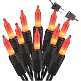 Brizled Orange Halloween Lights, 21.3ft 100-ct Incandescent Halloween String Lights Connectable, UL Certified Orange Light String, Black Wire Mini Light Set for Fall Season Holiday Thanksgiving Tree