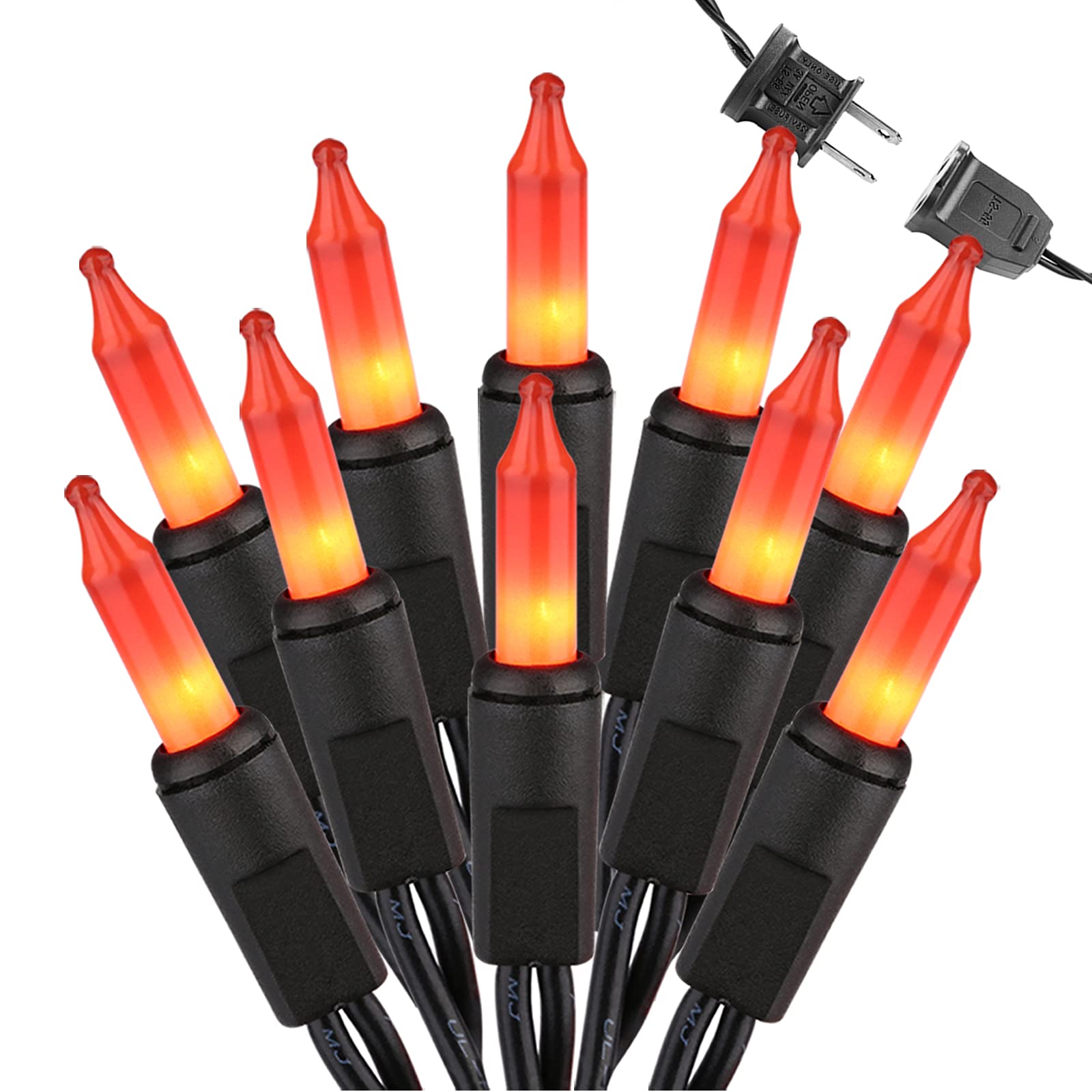 Photo 1 of Brizled Orange Halloween Lights, 21.3ft 100-ct Incandescent String Lights Connectable, UL Certified, Black Wire Mini Light Set for Indoor & Outdoor Decorations, Holiday, Christmas