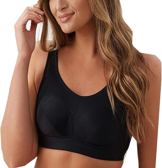 Breezies Full Coverage Unlined Wirefree Support Bra (36B, Black) at