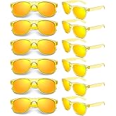 Geopty 12/24 Pack Wholesale 80s 90s Retro Neon Party Clear Frame Colorful Mirrored Sunglasses Bulk for Men Women