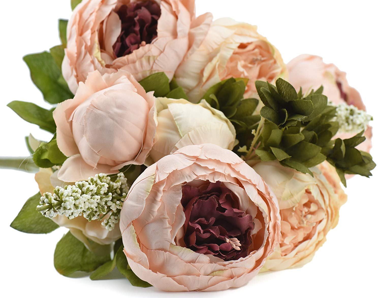 Maylife 1 Bouquet Of Nude Pink Peony Silk Artificial Flowers And Hydrangeas Perfect For Wedding Bridal Party Home Office Decor Silk Flower Arrangements