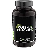 SYMNUTRITION Caffeine 100mg, L-Theanine 200mg — 120 Count (V-Capsules) / 120 Servings: Manufactured in a cGMP-Registered Facility in USA; Vegan & Gluten Free