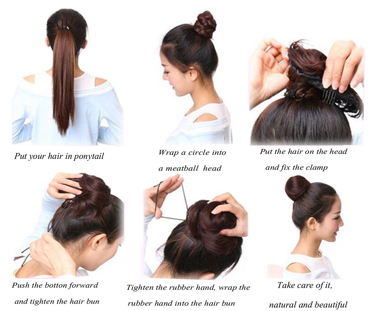 Amazon Com 100 Real Straight Human Hair Hand Woven Bun Clip In