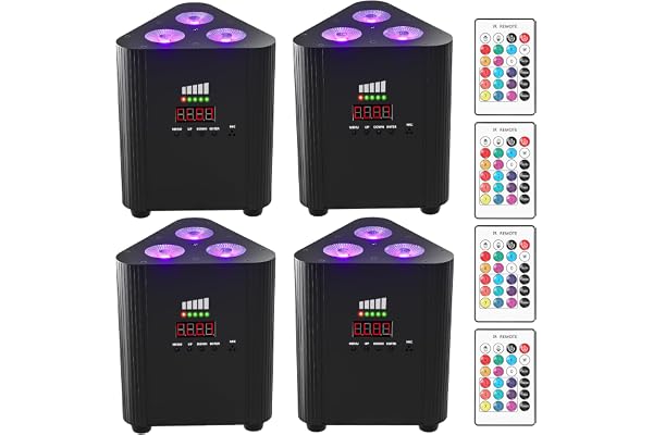 Rechargeable Wireless Par Lights 3X4W LED Uplighting RGBW 4 in 1 Stage Lights Battery Powered Remote and DMX Control Uplights