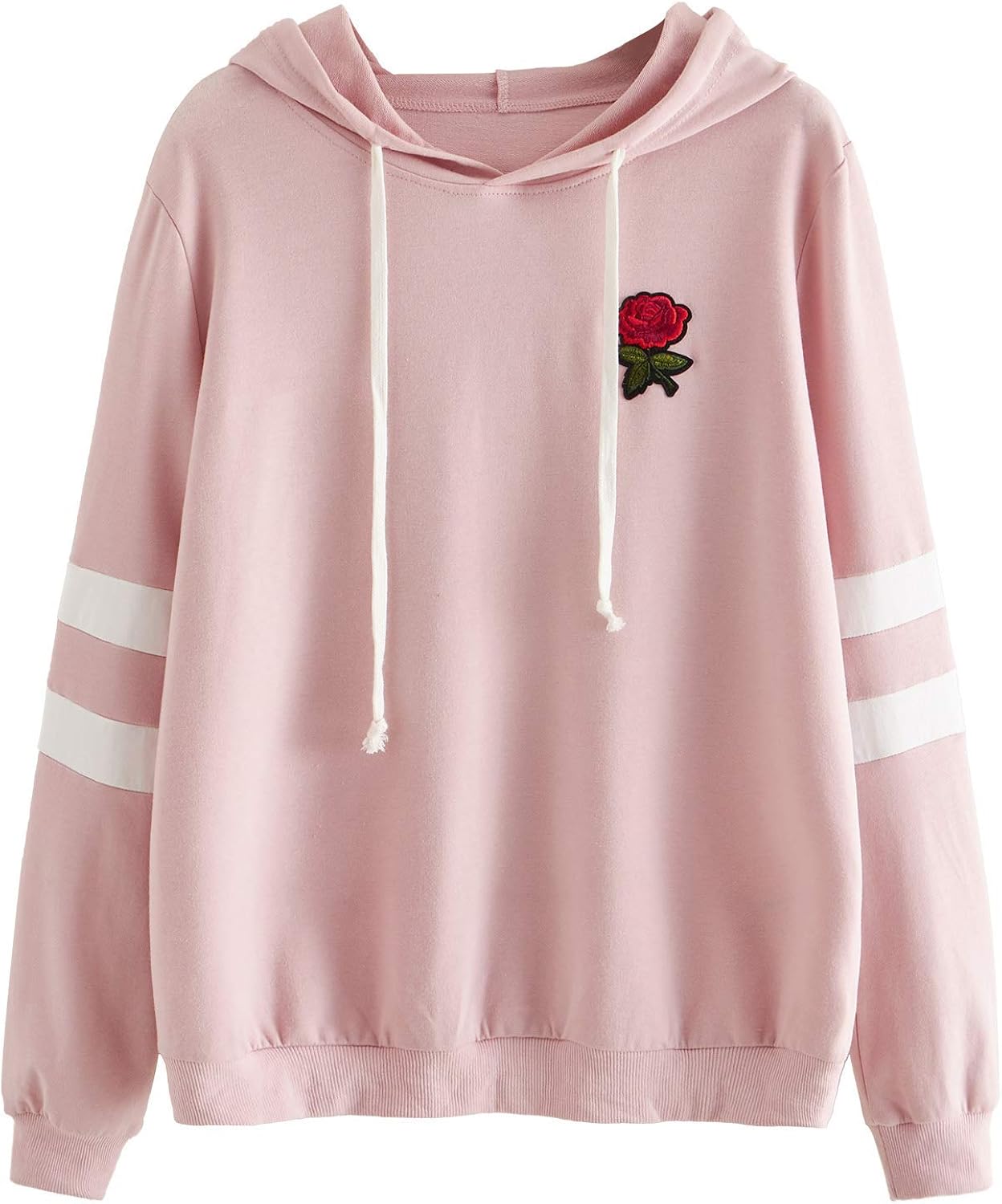 Hoodies Clothing & Accessories DIDK Embroidered Rose Patch Stripe