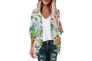 ANUYALUE Lightweight Cardigan for Women 2023 Summer Open Front Cardigans 3/4 Sleeve Floral Shrugs Casual Trendy Thin Coverups