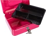 Pavo Premium 8-Inch Metal Cash Box Pink 20x16x9 cm with 2 Keys view 3