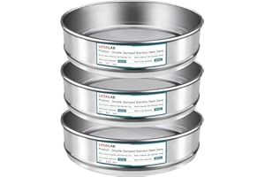 LVDALAB 3 Pack 304 Stainless Steel Mesh Lab Sieves, 200mesh 0.075mm, 80 Mesh 0.2mm, 10 Mesh 2mm Aperture Test Sieve,7.9in/20cm Dia Economy Test Sieve for Industrial Laboratory Homes