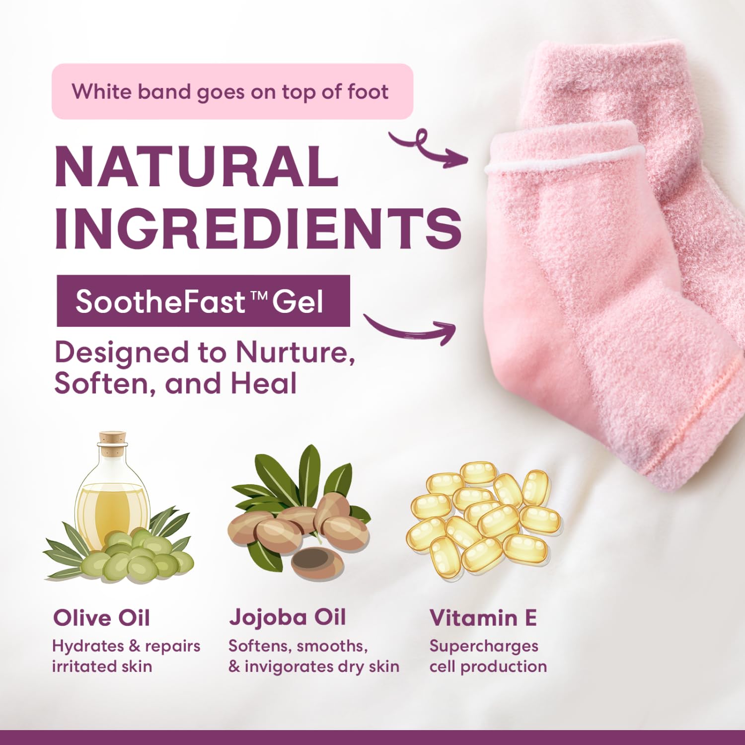 Dr. Frederick's Original Moisturizing Fuzzy Heel Socks - 2 Pairs - Cozy Gel-Lined Sleep Socks for Women & Men - Soothes Dry, Cracked Feet - Heel Repair - Relaxing Rose