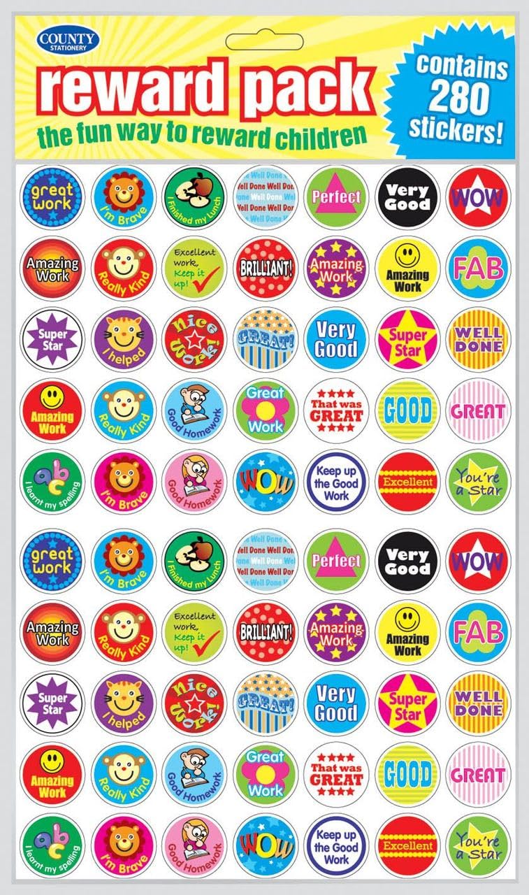NEW REWARD PACK WITH 280 MOTIVATION MERIT STICKERS TICKS SMILEY WELL DONE B547
