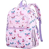 RAVUO Backpack For Girls, Cute Kids Preschool Backpacks Toddler Schoolbag Water Resistant Elementary Daycare Children's Bookbag with Chest Strap,Butterfly