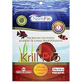 NorthFin Krill Pro Fish Food, Slow-Sinking Pellets, 3mm, 250g | Krill Pro Formula; slow-sinking pellets for carnivorous &amp; omnivorous fish; whole Antarctic krill meal; crafted in Canada