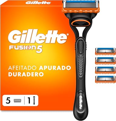 Fusion5 Maquinilla de Afeitar Hombre con 5 Recambios, Azul/Negro