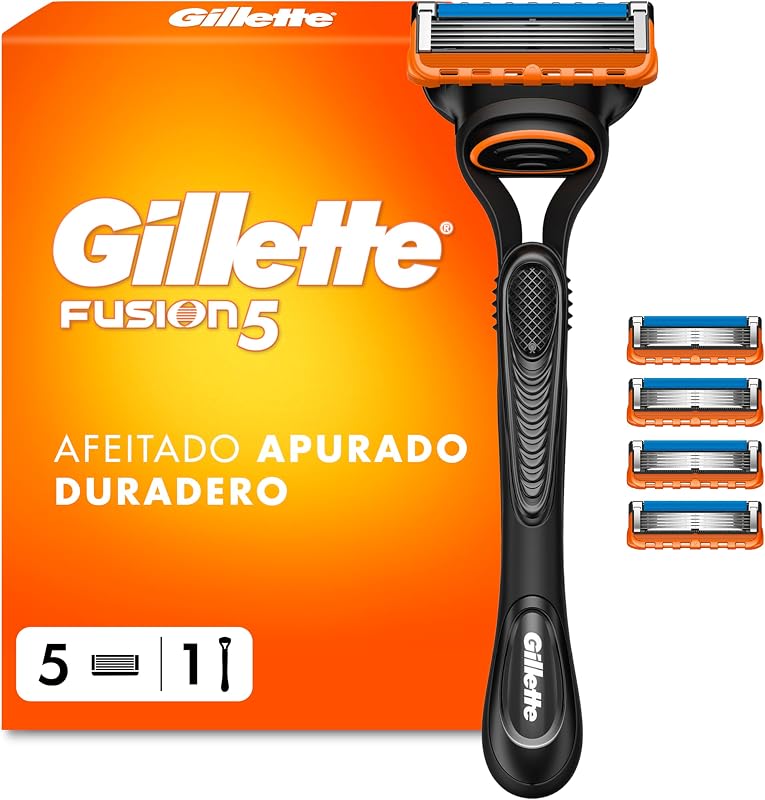 Navalha masculina Fusion 5 UEFA Champions League, Edição Especial Masculina, 1 Cabo + 5 Recargas, com Faixa Lubrificante para Um Barbear Apertado
