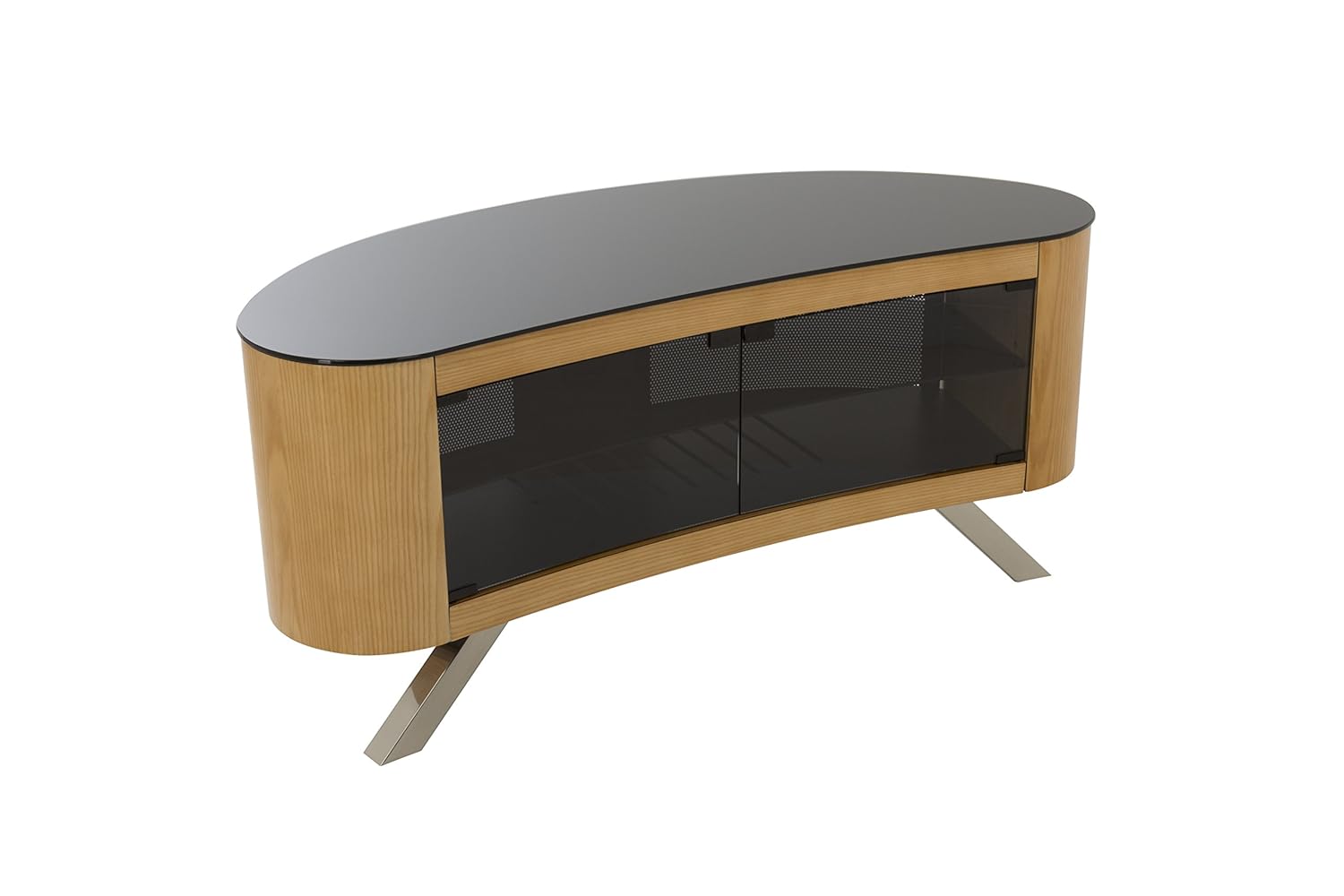 Best Oak Tall Curve Corner Tv Stand, Medium